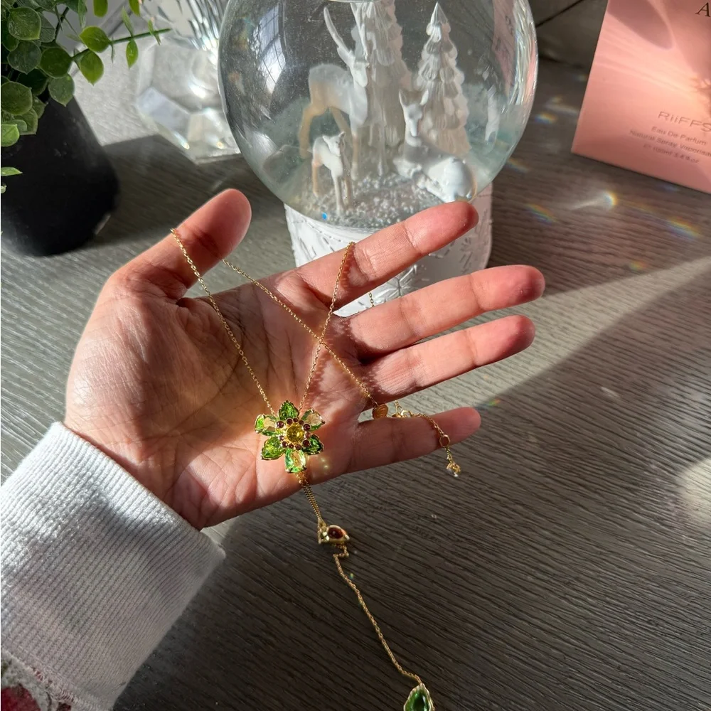 Swarovski Idyllia Y Pendant Mixed Cuts Green Multicolor Slider Necklace - Picture 9 of 12